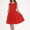 Red Black Polka Dot Swing Dress