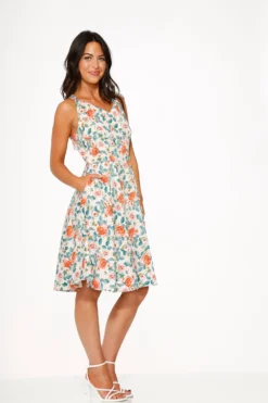 Pink Floral Swing Dress -Molly Bracken Clothing Shop 23870 Pink Floral Swing Dress 8
