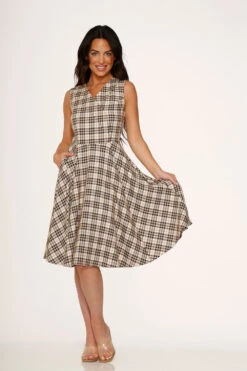Yellow Plaid Swing Dress -Molly Bracken Clothing Shop 24290 Yellow Plaid Dress 4