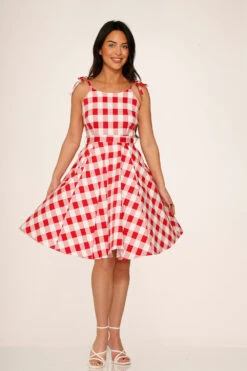 Red & White Picnic Swing Dress 9 Red & White Picnic Swing Dress -Molly Bracken Clothing Shop 24360 Picnic Swing Dress White Red 10