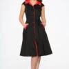 Black Red Trim Swing Dress