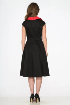 Black Red Trim Swing Dress -Molly Bracken Clothing Shop 3310 Black Red Trim Dress 18