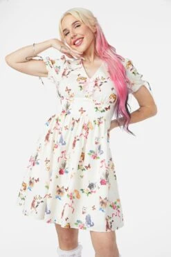 Kitsch Kitty Print Dress -Molly Bracken Clothing Shop DGFY434 020 1