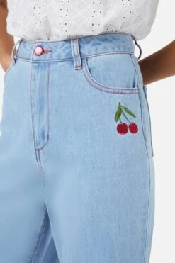 Cherry Embroidered Jean