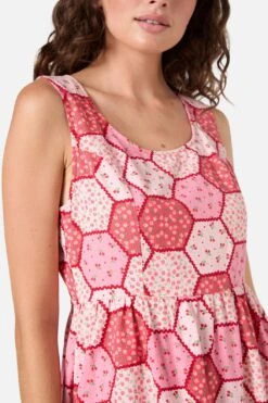 Patchwork Tiered Midi Dress -Molly Bracken Clothing Shop PGFZ121 130 24